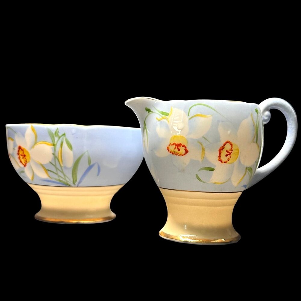 Vintage Royal Standard Bone China Creamer & Sugar Bowl Set With Floral Pattern
